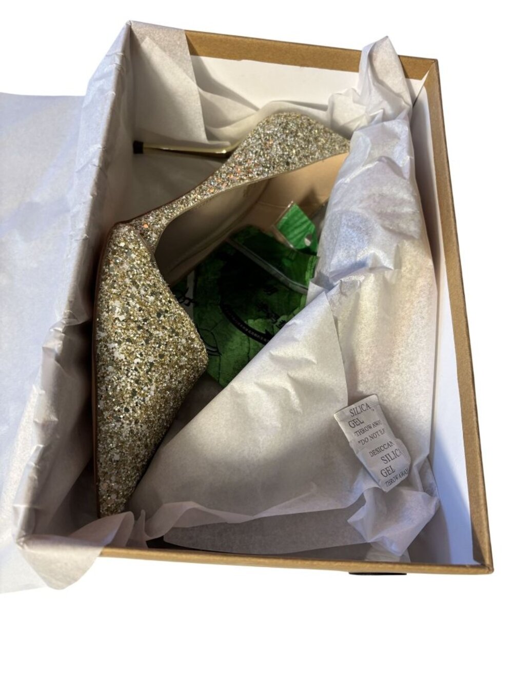 Glitter Gold Pointed-Toe Pumps With Metallic Heels Size 8.5 Masonlyn - Picture 12 of 15